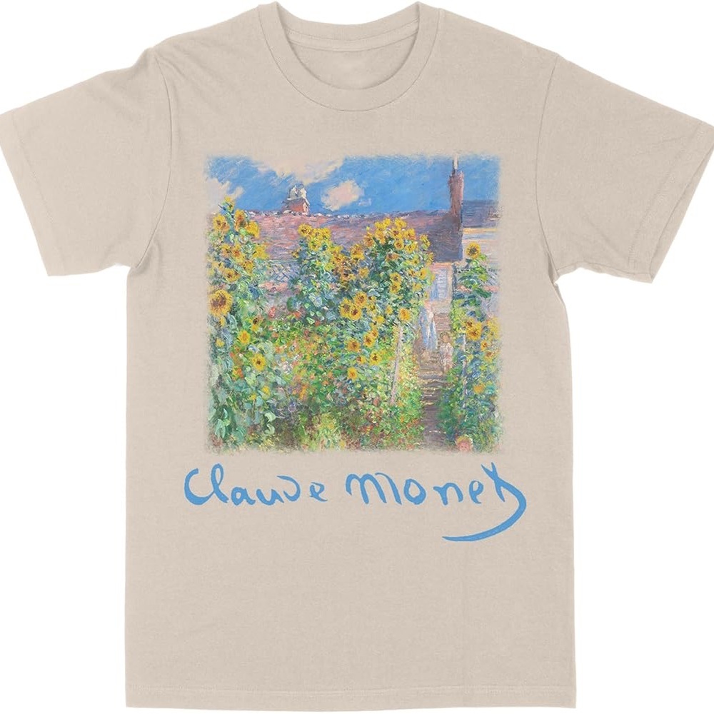 New Claude Monet Garden Sand Graphic T-Shirt